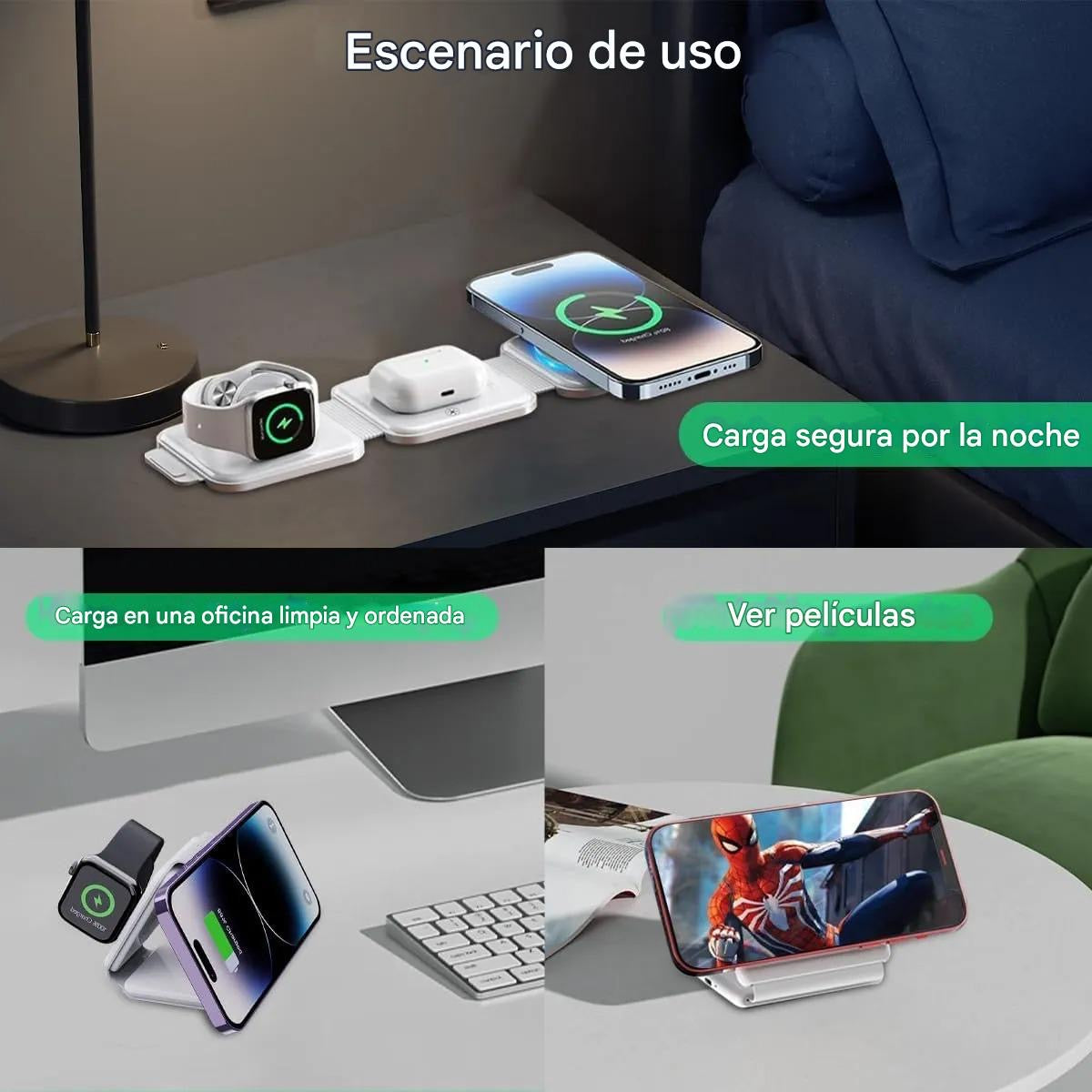 Cargador 3 en 1 inalámbrico